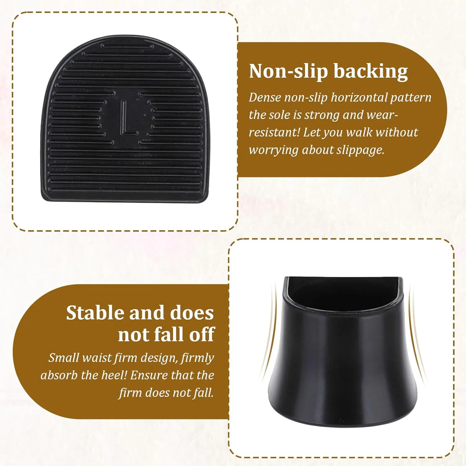 10 Pairs Heel Protectors for Grass, Heel Caps for High Heels,5 Sizes High Heel Protectors Black Heel Stoppers Heel Replacement Tips for Walking on Flatland and Uneven Road