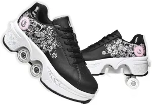 2-in-1 Women's Retractable Roller Skate Shoes, Adjustable Roller Skates Design, Four-Wheeled Invisible Roller Shoes for Outdoor Sports and Automatic Walking