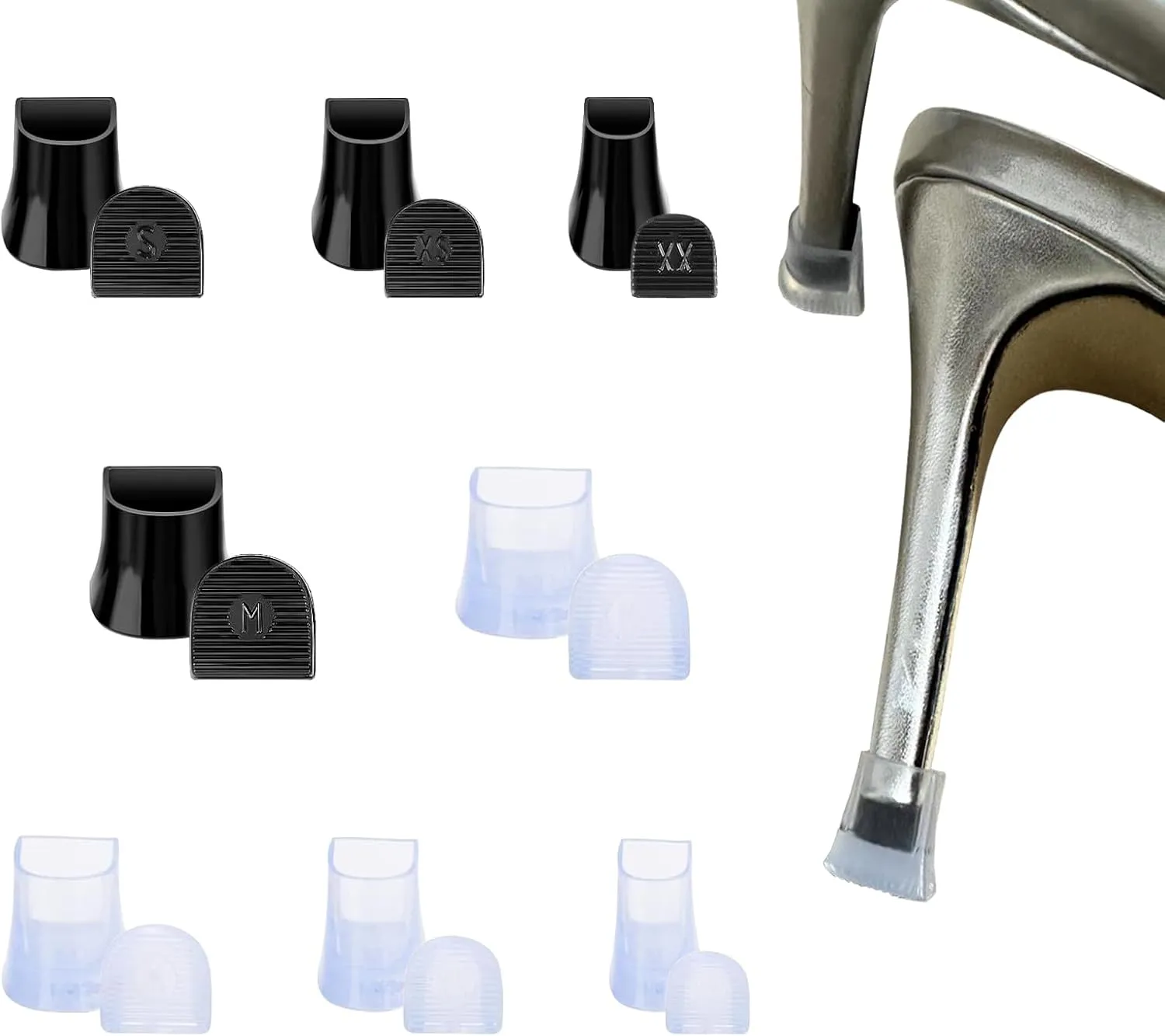 8 Pairs High Heel Protectors, Non-Slip Anti-Noise Heel Cap for High Heel, High Heel Caps for Wedding,Grass,Gravel,Wetlands,Wooden,Tile Events,Heel Repair Covers & Heel Stoppers for Stiletto