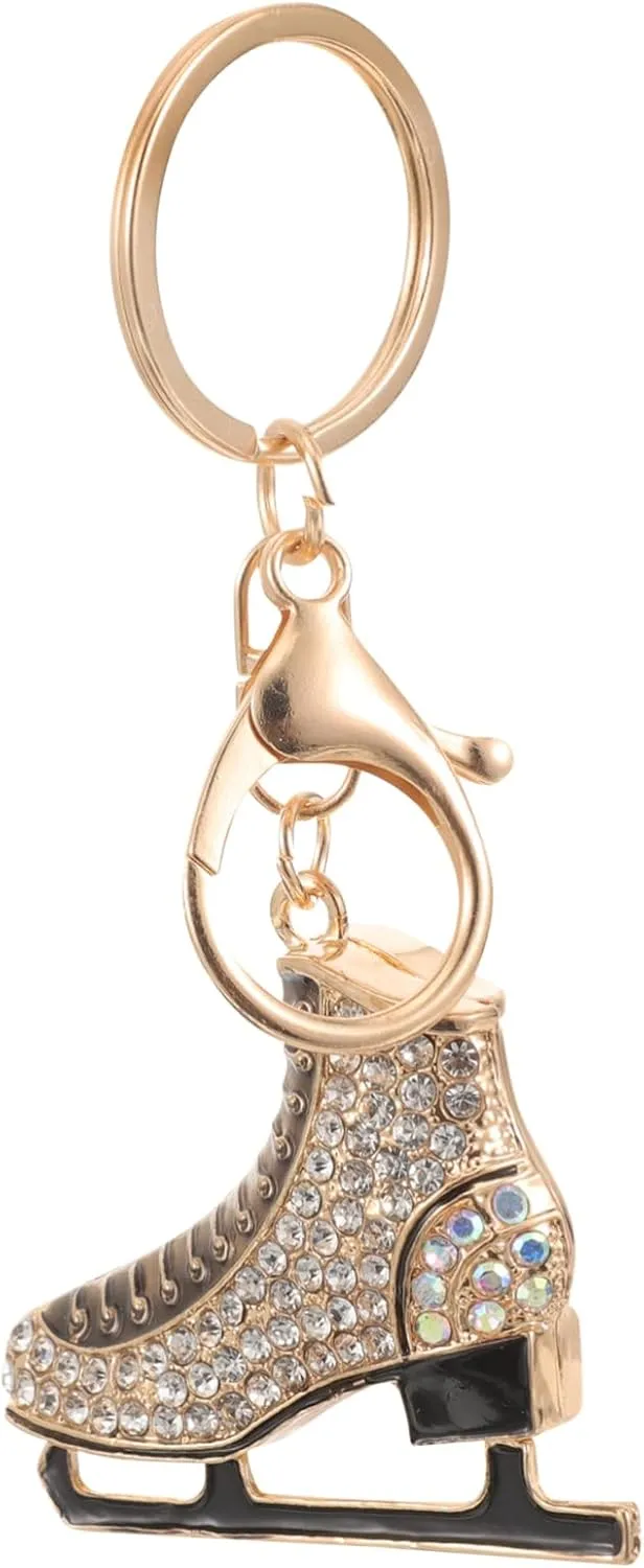 Adorable Rhinestone Skating Keychain Multi Functional Bag Charm Decorative Bike Pendant Unique Ice Skate Souvenir for DIY Crafts for Friends Special