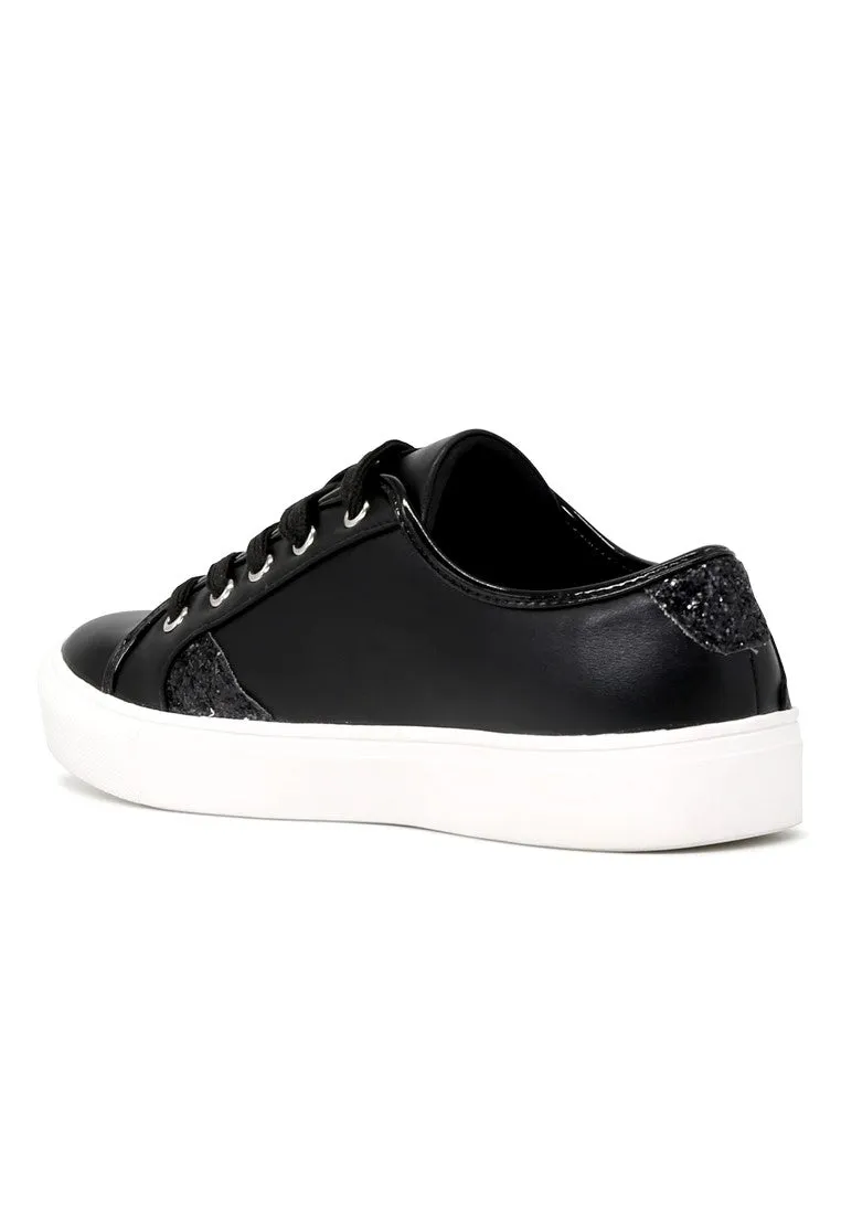 Black Love Print Lace-Up Sneakers