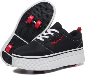 Boys and Girls Canvas Roller Skates Shoes, Outdoor Detachable 2 in 1 Kids Shoes