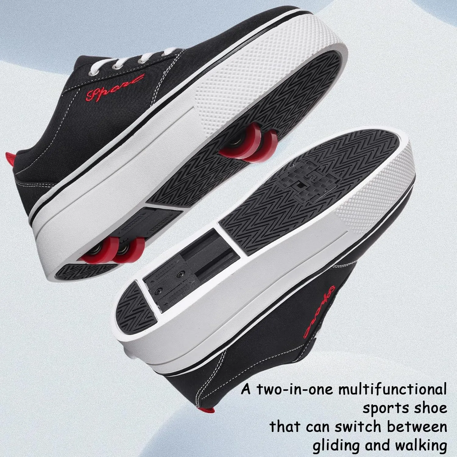 Boys and Girls Canvas Roller Skates Shoes, Outdoor Detachable 2 in 1 Kids Shoes
