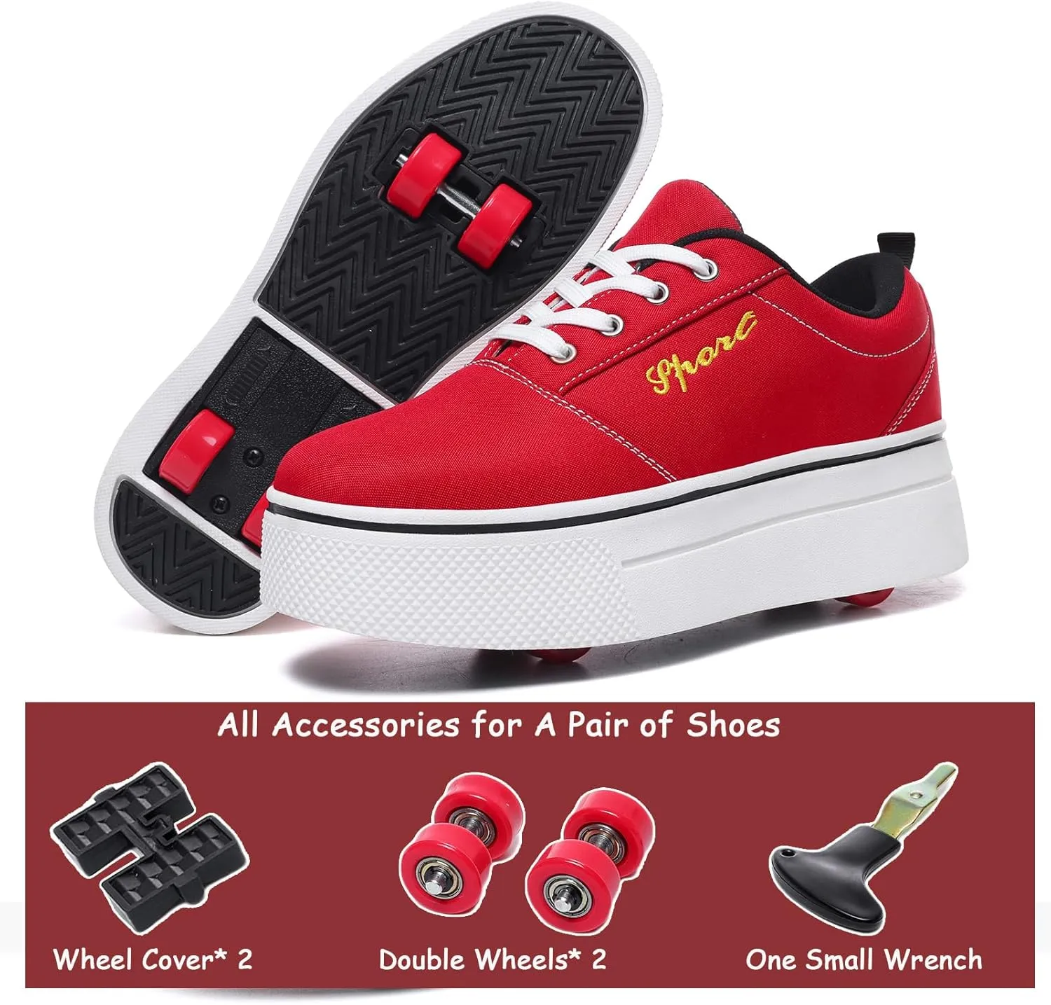 Boys and Girls Canvas Roller Skates Shoes, Outdoor Detachable 2 in 1 Kids Shoes