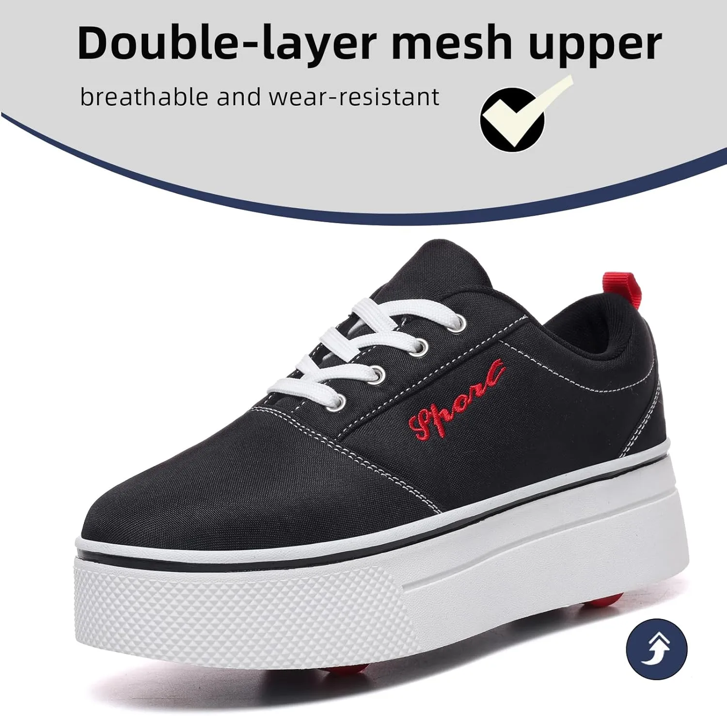 Boys and Girls Canvas Roller Skates Shoes, Outdoor Detachable 2 in 1 Kids Shoes