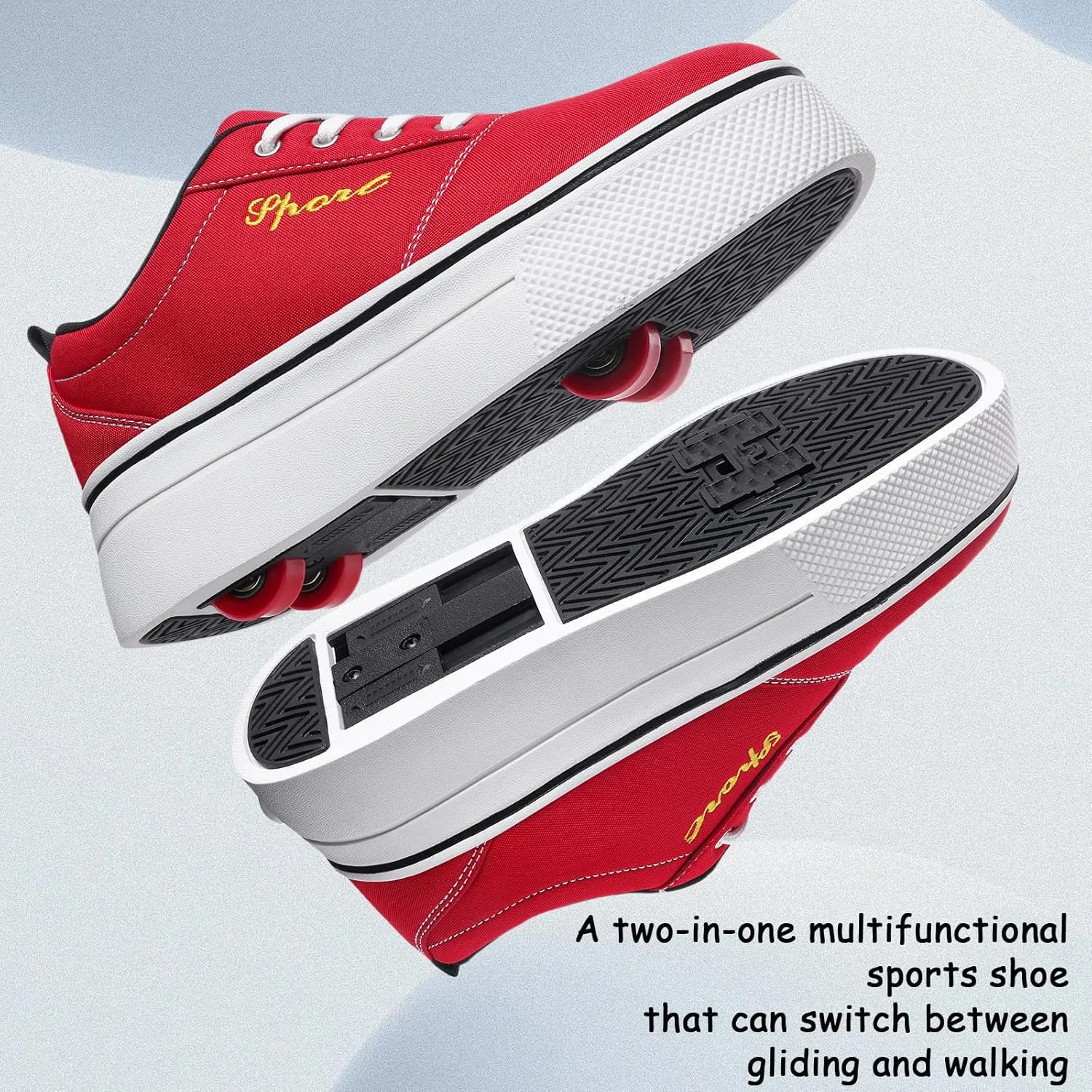 Boys and Girls Canvas Roller Skates Shoes, Outdoor Detachable 2 in 1 Kids Shoes