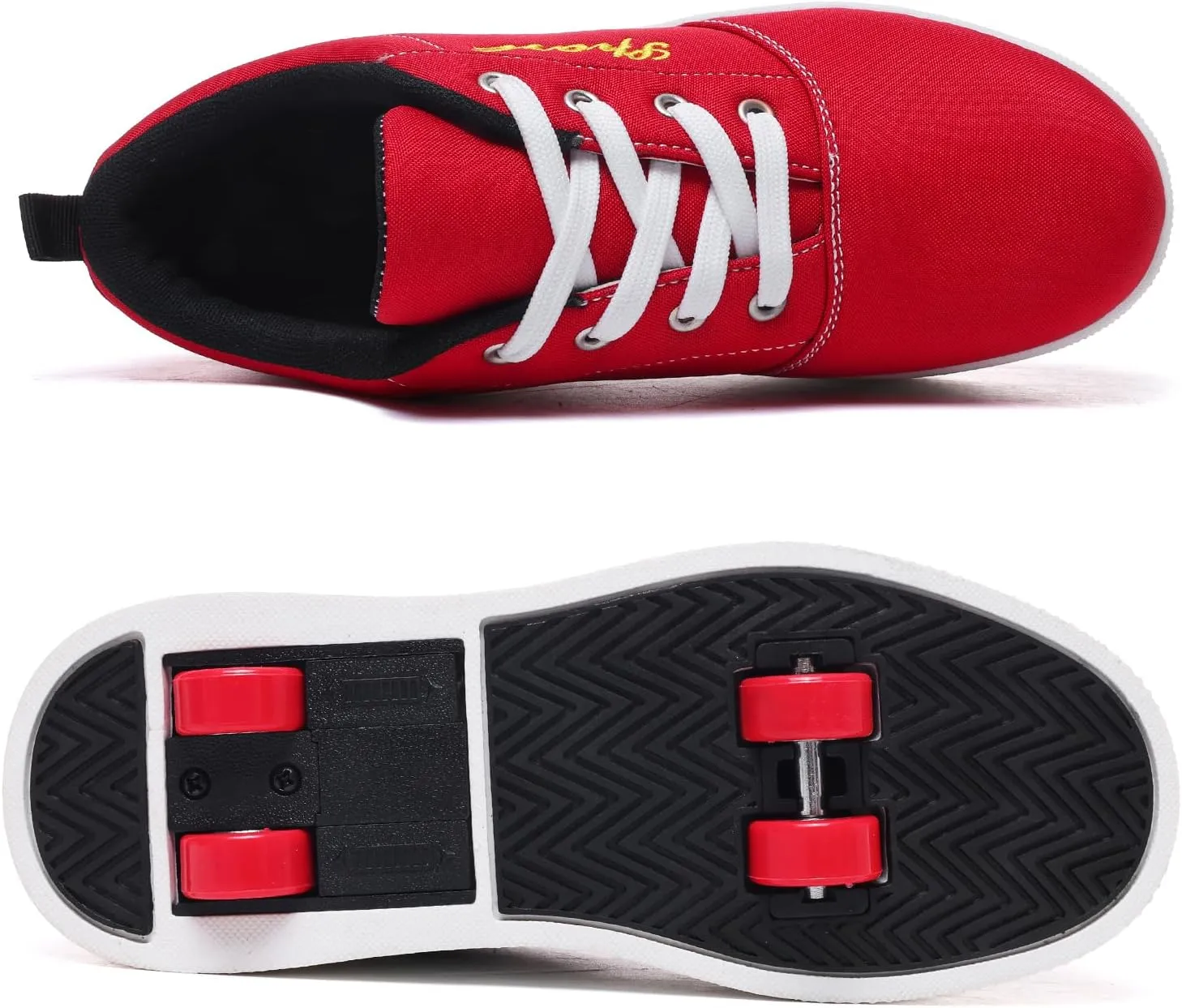Boys and Girls Canvas Roller Skates Shoes, Outdoor Detachable 2 in 1 Kids Shoes