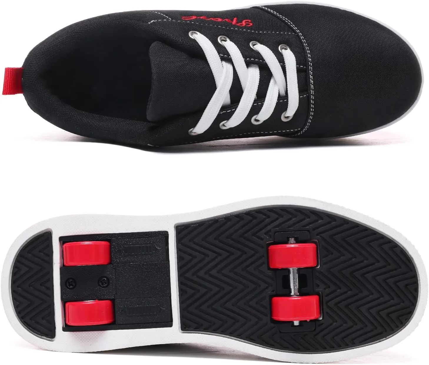Boys and Girls Canvas Roller Skates Shoes, Outdoor Detachable 2 in 1 Kids Shoes