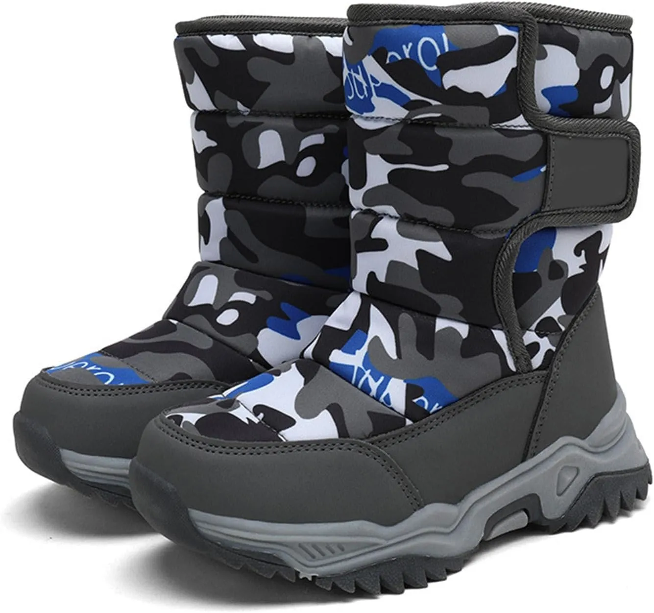 Boys' Cotton Shoes Camouflage And Fleece Thickened Winter Warm Cotton Boots For 4 To 14 Years Girls Boots Size 11