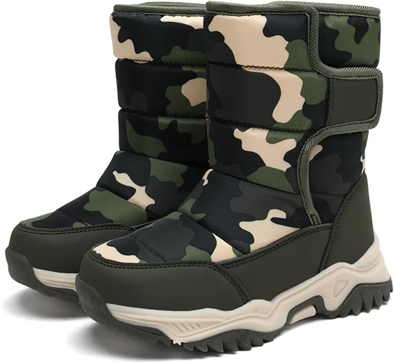 Boys' Cotton Shoes Camouflage And Fleece Thickened Winter Warm Cotton Boots For 4 To 14 Years Girls Boots Size 11