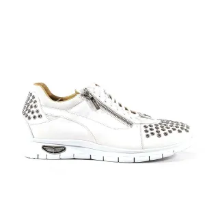 Cesare Paciotti Luxury Italian Men's Designer Shoes Dan Calf Bianco Dallas White Leather Sneakers (CPM3144)