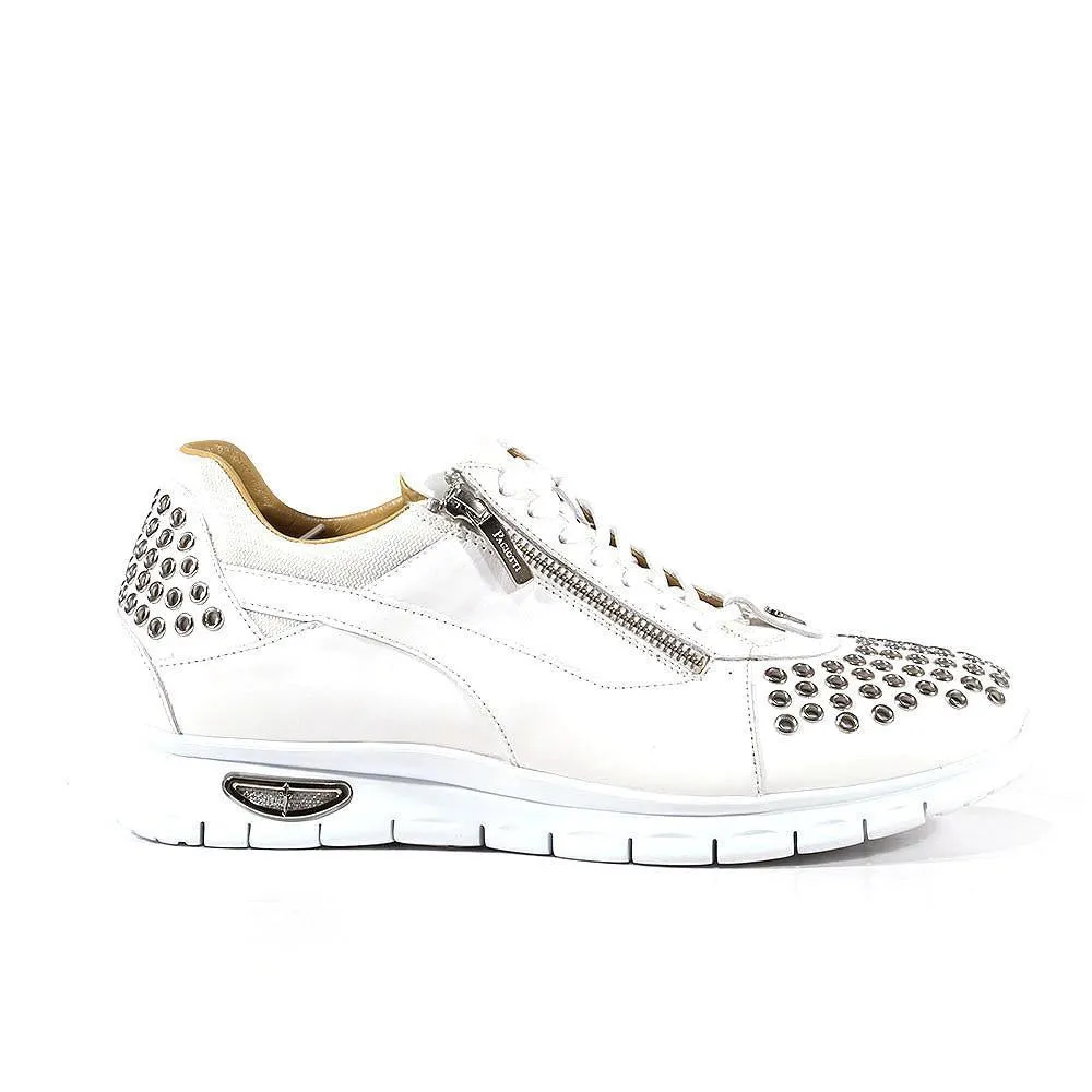Cesare Paciotti Luxury Italian Men's Designer Shoes Dan Calf Bianco Dallas White Leather Sneakers (CPM3144)
