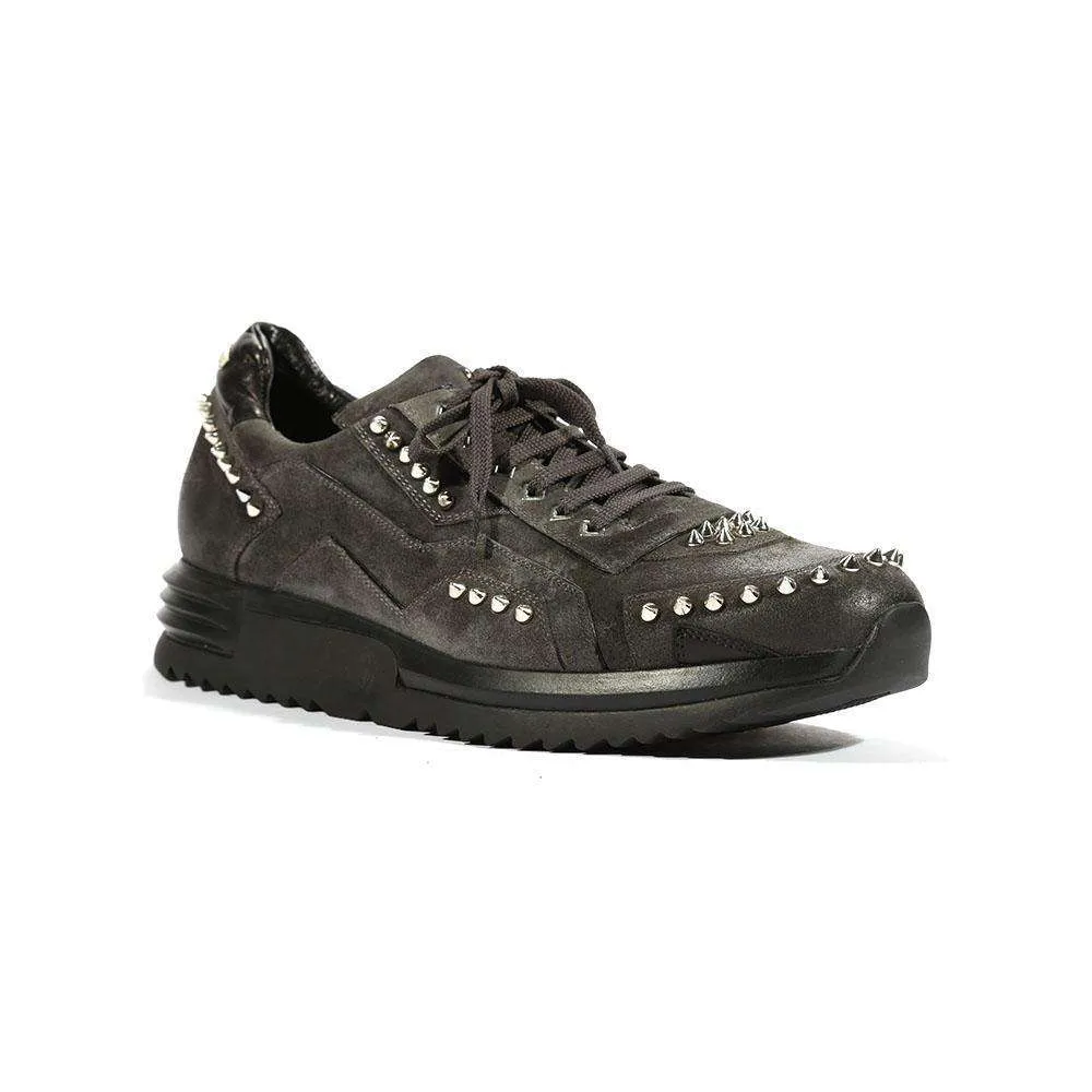 Cesare Paciotti Luxury Italian Men's Sneakers Grey Suede Oil Grigio Designer Shoes (CPM5482)