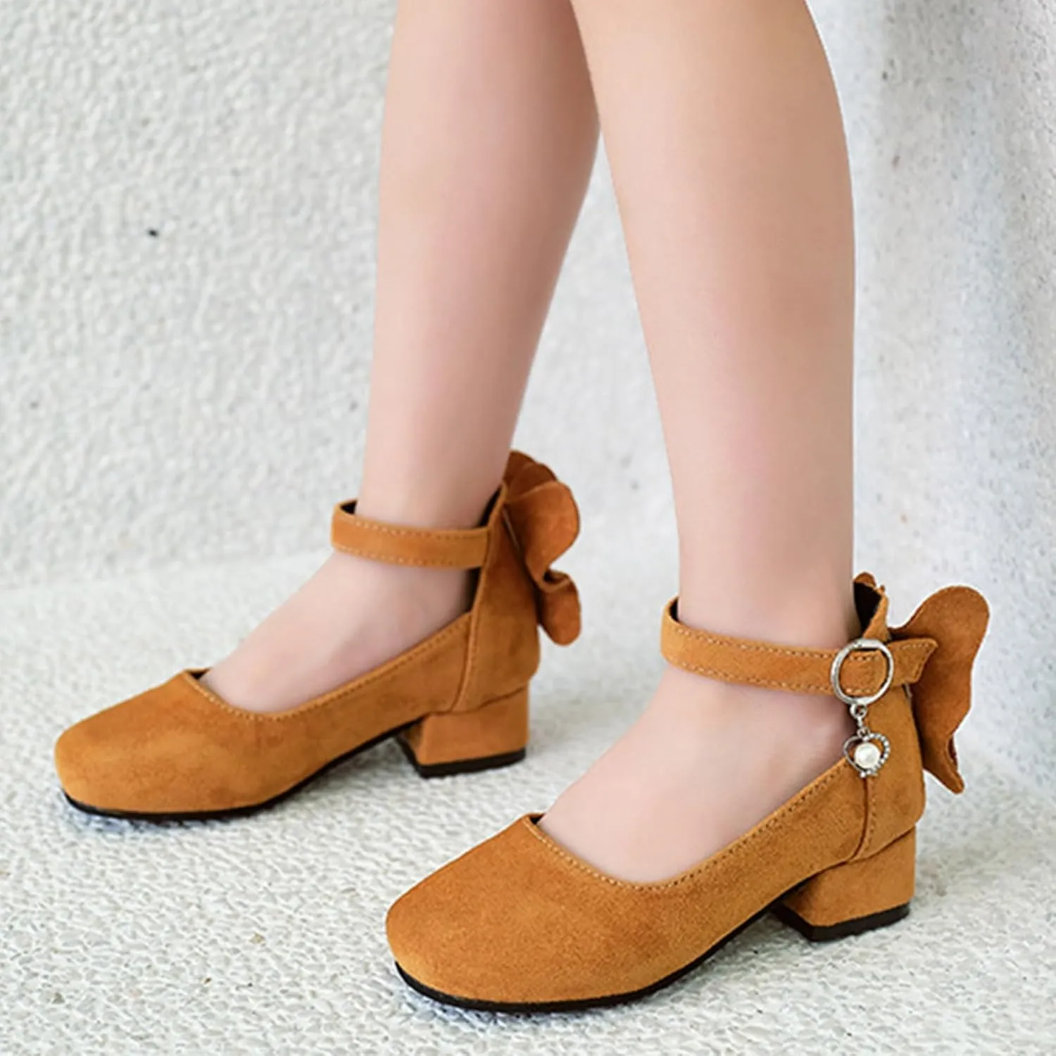 Children Shoes Thick High Heel Sandals Fashionable Bow Small High Heel Sandals Little Girls Sandals Size 8