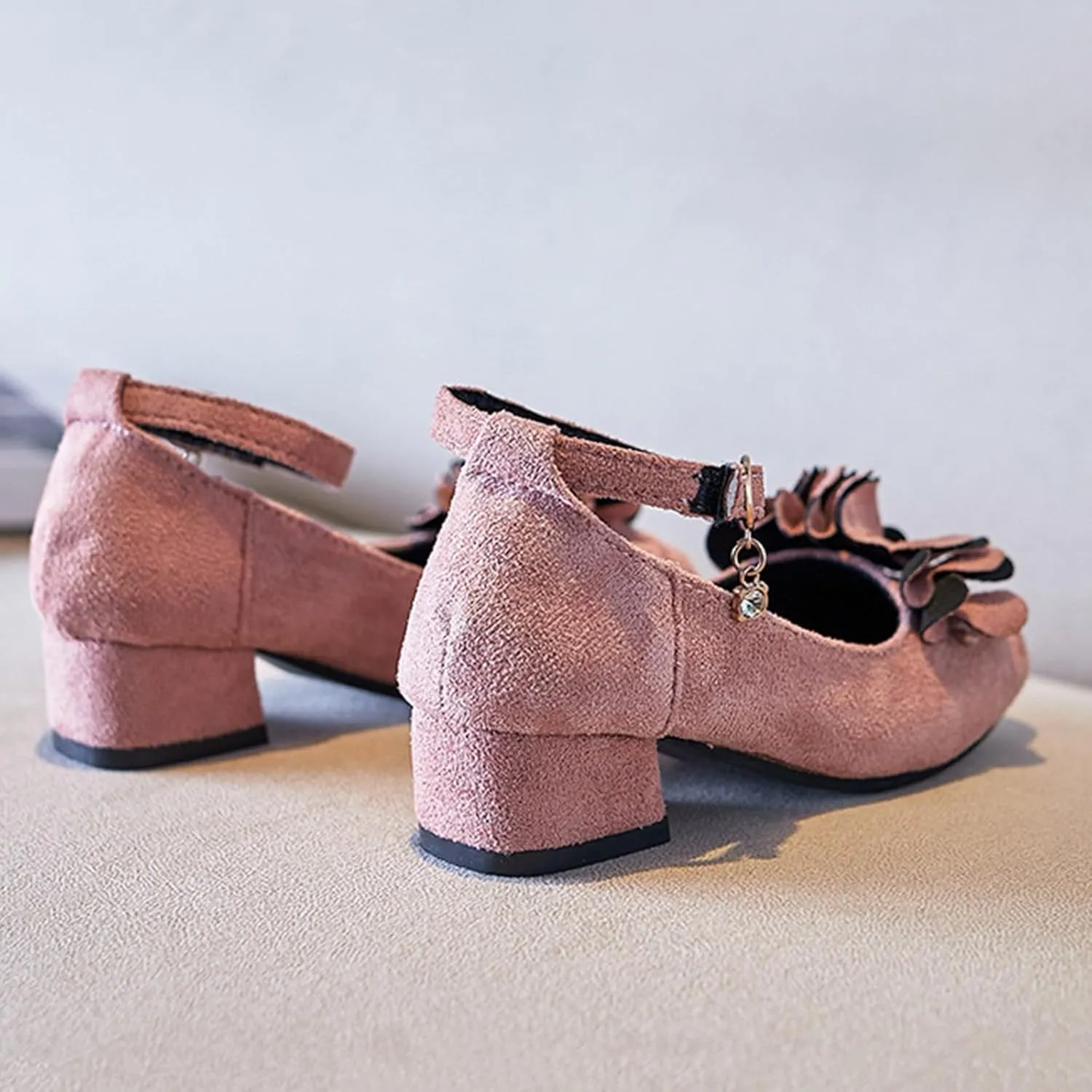 Children Shoes Thick High Heel Sandals Fashionable Bow Small High Heel Sandals Slip on Shower Shoes