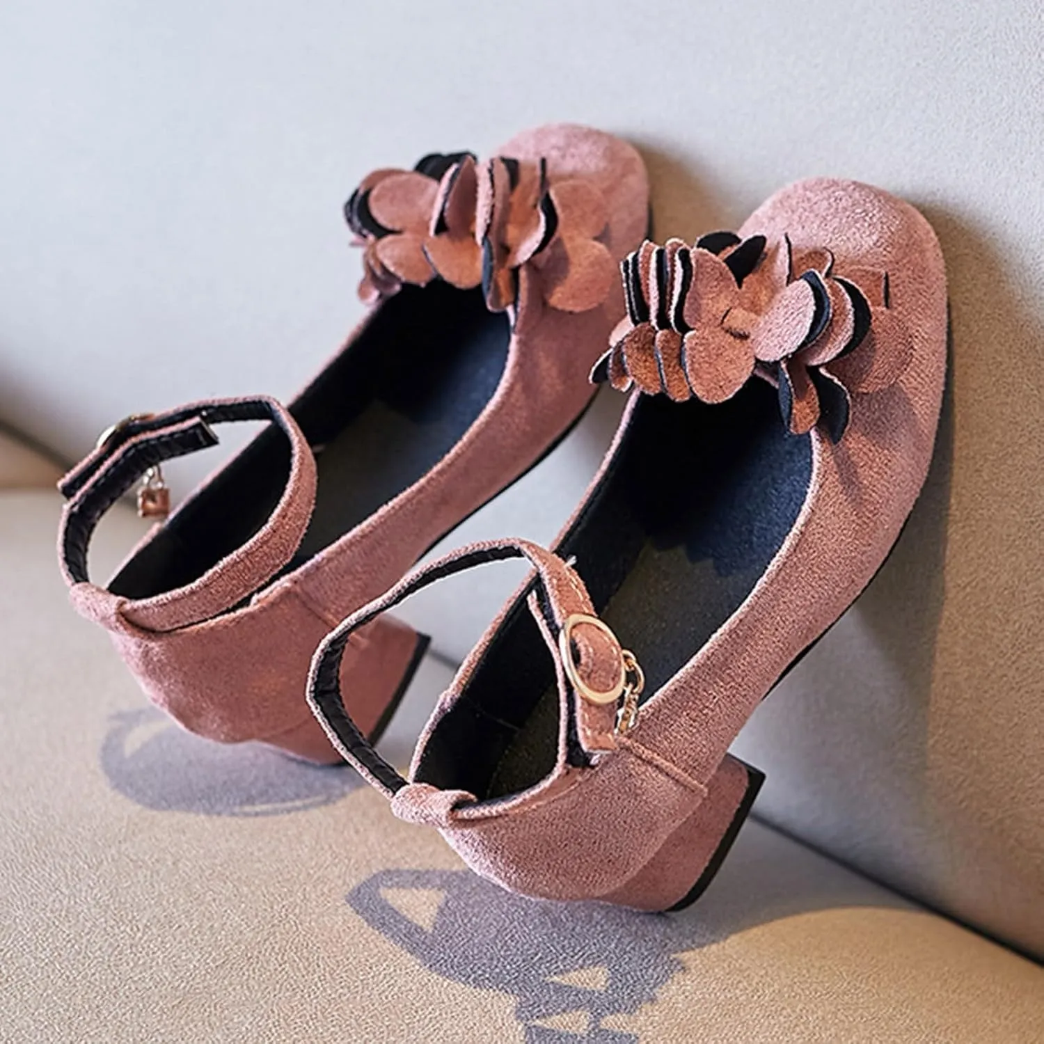 Children Shoes Thick High Heel Sandals Fashionable Bow Small High Heel Sandals Slip on Shower Shoes