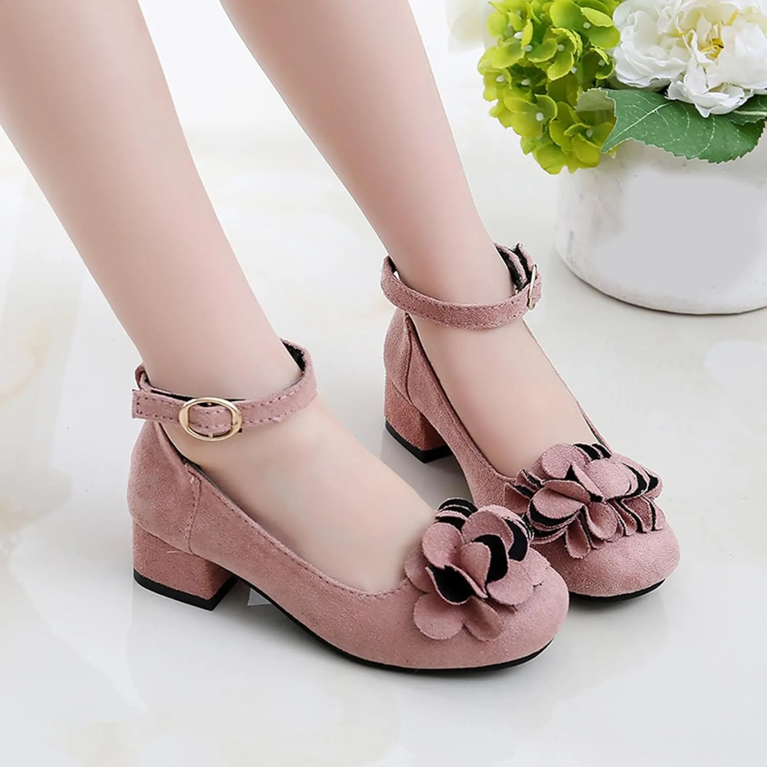 Children Shoes Thick High Heel Sandals Fashionable Bow Small High Heel Sandals Slip on Shower Shoes