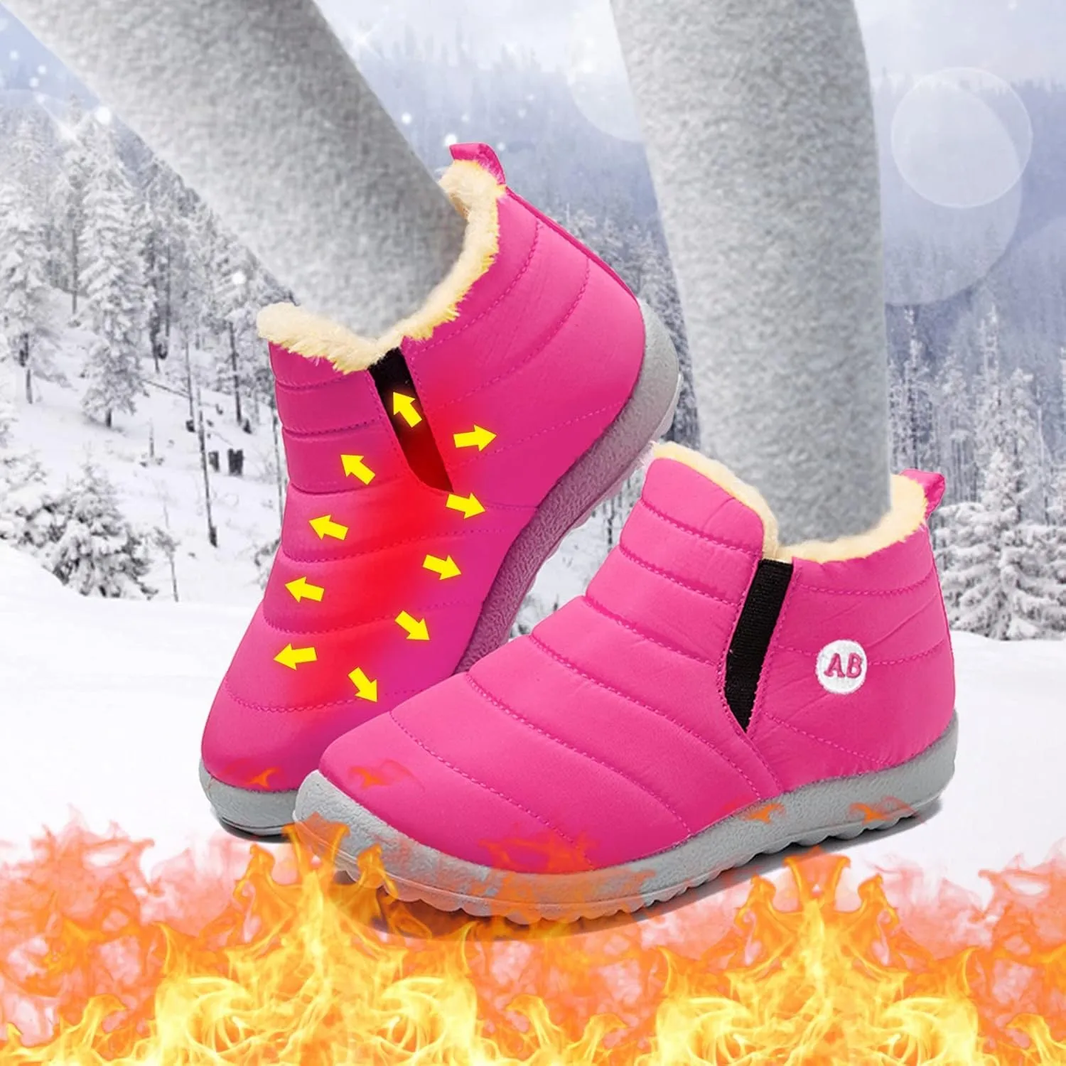 Childrens Winter Childrens Boots Flat Splashing Warm Short Tube Snow Boots Cute Boots for Little Girls
