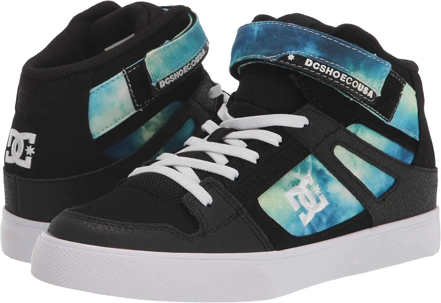 DC Boy's Kids' Pure High Top Ev Skate Shoe with Ankle Strap and Elastic Laces