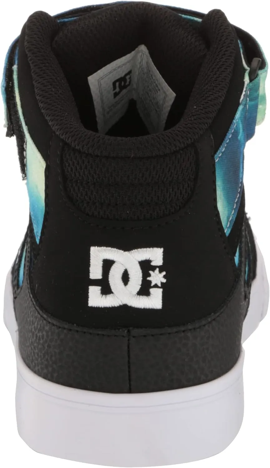 DC Boy's Kids' Pure High Top Ev Skate Shoe with Ankle Strap and Elastic Laces