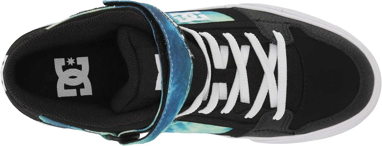 DC Boy's Kids' Pure High Top Ev Skate Shoe with Ankle Strap and Elastic Laces