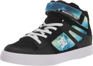 DC Boy's Kids' Pure High Top Ev Skate Shoe with Ankle Strap and Elastic Laces
