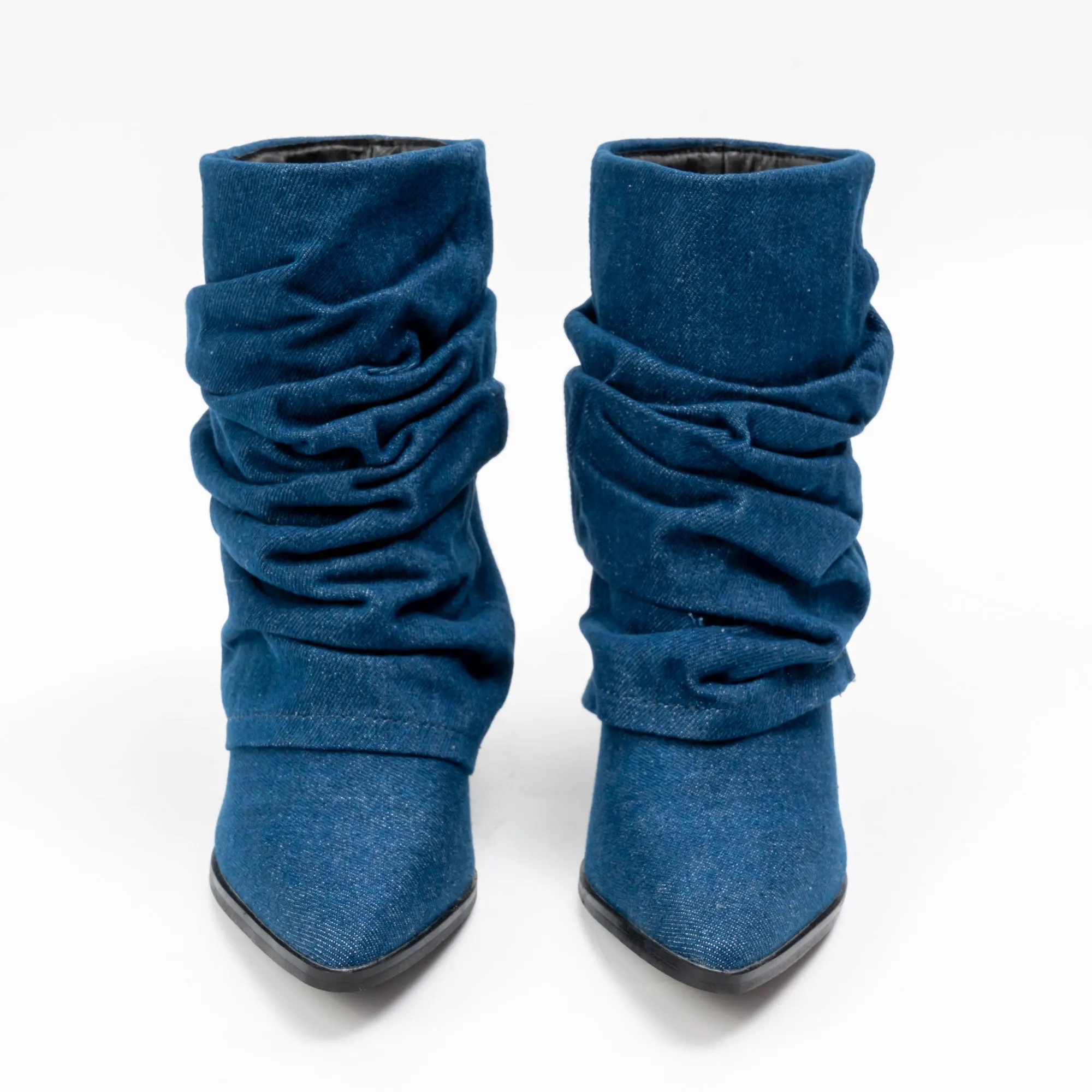 Denim Dream - Navy Foldover Boots