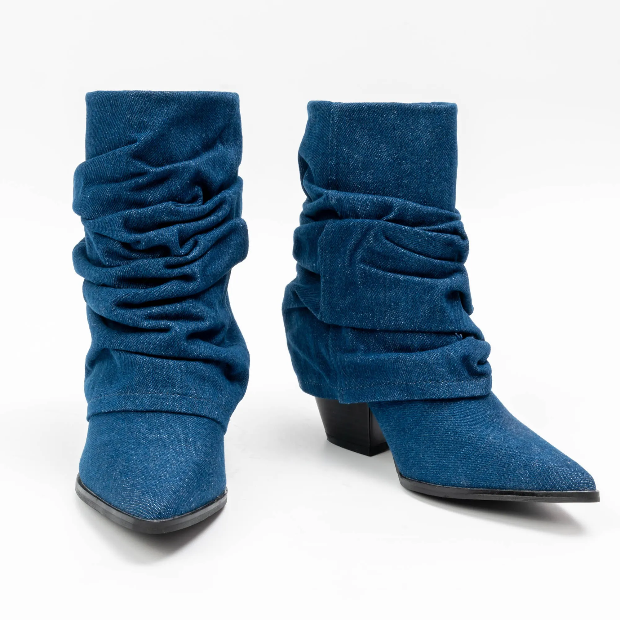 Denim Dream - Navy Foldover Boots