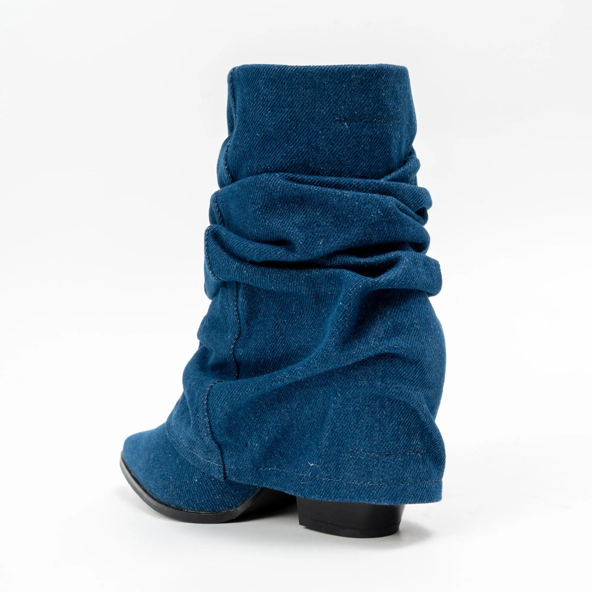 Denim Dream - Navy Foldover Boots