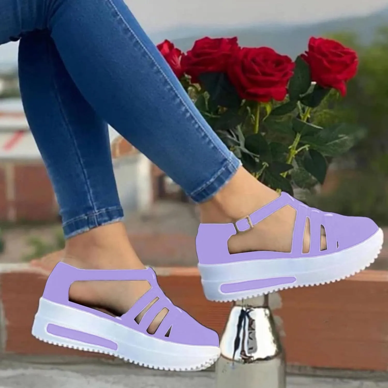 Eduavar Sandals for Women Casual, Sandals Women Summer Beach Sandals Black Sandals Flat Slippers Ring Toe Sandals