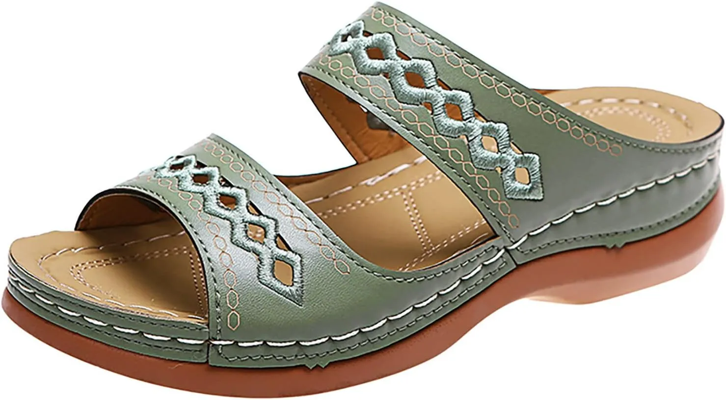 Eduavar Sandals Women Dressy Summer, Womens Sandals Black Wedge Sandals Breathable Open Toe Cutout Sandals Slip On Shoes