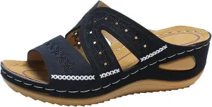 Eduavar Summer Sandals for Women, Orthopedic Sandals for Women Retro Sandals Open Toe Anti-Slip Comfy Walking Sandals