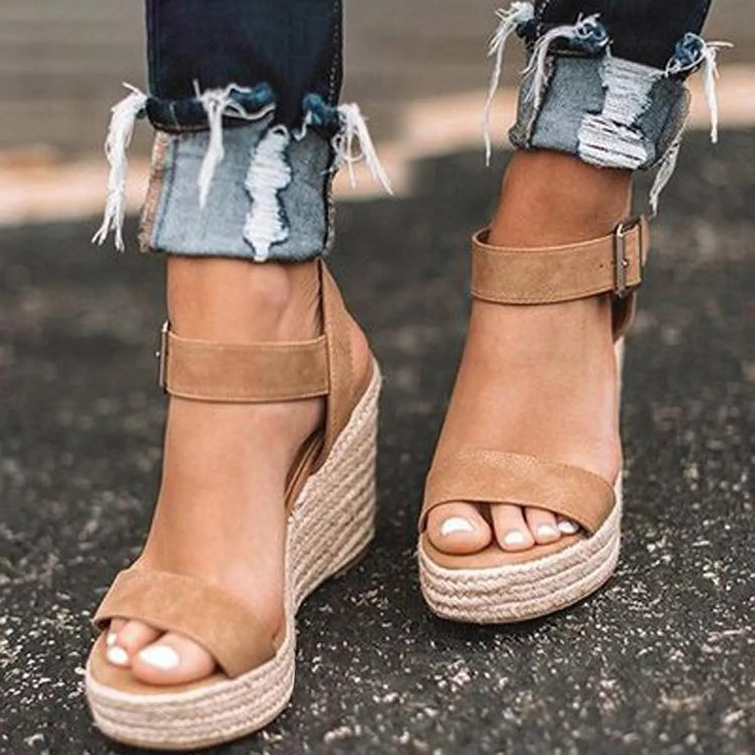 Eduavar Wedge Sandals for Women, Womens Sandals Dressy Summer Beach Sandals Breathable Flip Flops Sandals Slippers