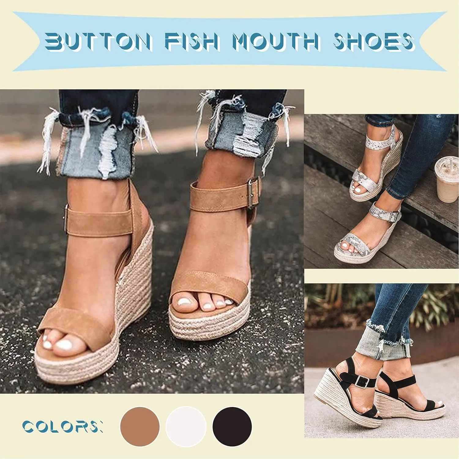 Eduavar Wedge Sandals for Women, Womens Sandals Dressy Summer Beach Sandals Breathable Flip Flops Sandals Slippers