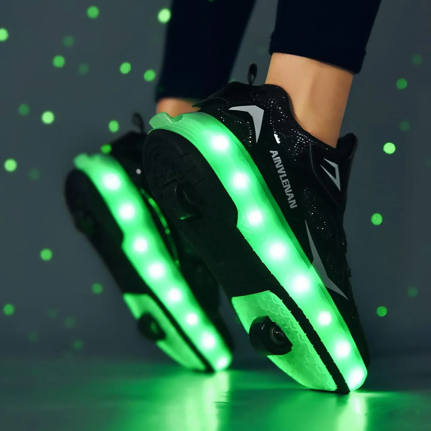 EMDPBD Roller Skates Shoes USB Charging, Unisex Kids LED Light Up Retractable Roller Skate Sneaker Flashing Wheel Shoes for Girls Boys,Black-3.5BigKid
