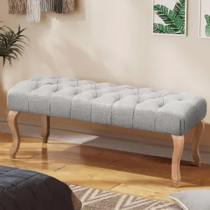 essential Rectangular Corduroy Upholstered Tufted Bedroom Bench, Gray