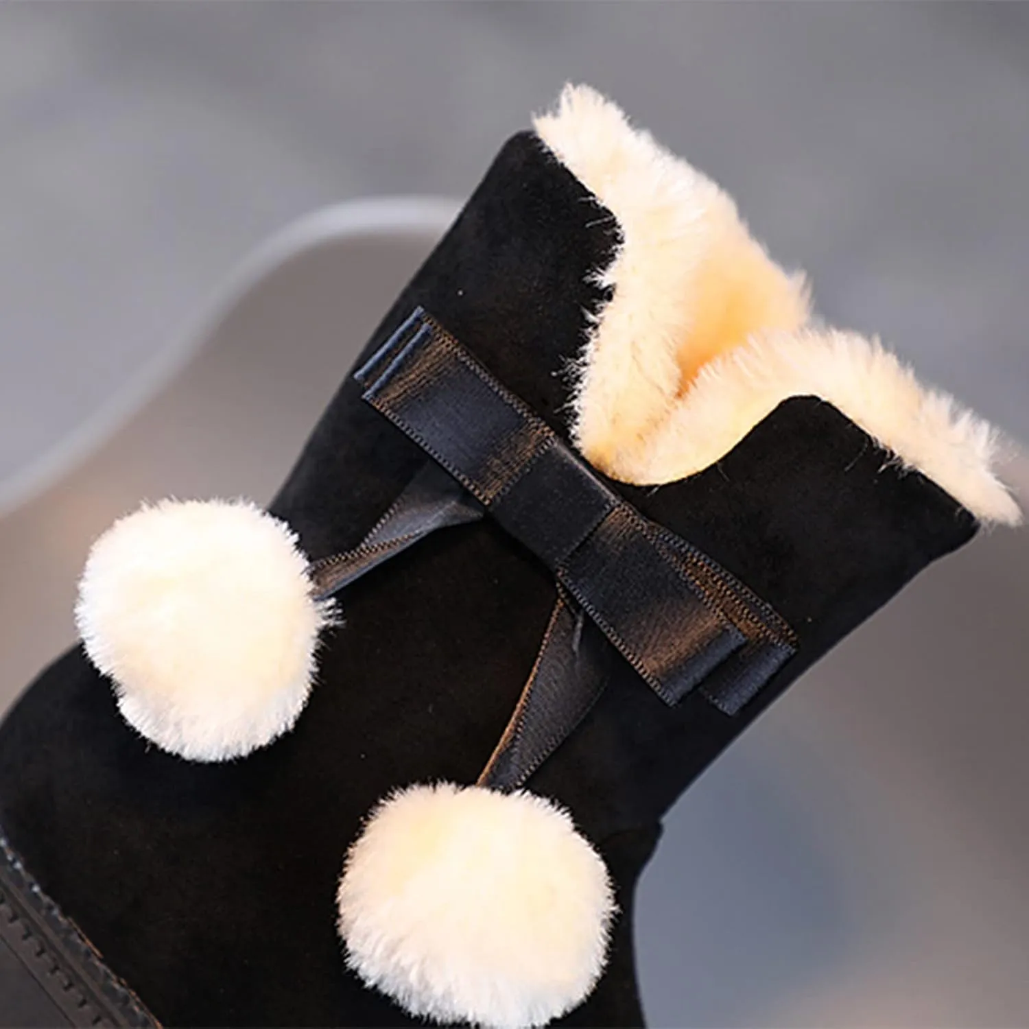 Fashion Autumn And Winter Girls Snow Boots Thick Bottom Non Slip Warm And Comfortable Solid Color Zipper Princess Boots