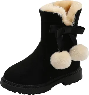 Fashion Autumn And Winter Girls Snow Boots Thick Bottom Non Slip Warm And Comfortable Solid Color Zipper Princess Boots