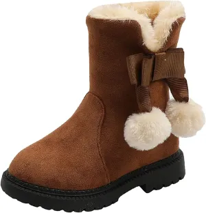 Fashion Autumn And Winter Girls Snow Boots Thick Bottom Non Slip Warm And Comfortable Solid Color Zipper Princess Boots