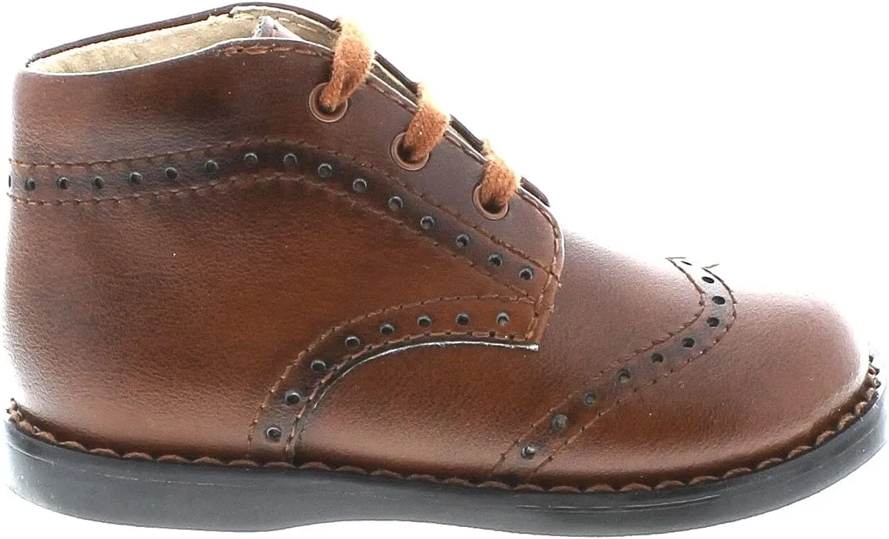 FOOTMATES Cole Lace-Up Bootie Leather Baby and Toddlers Walker Shoes with Wide Toe Box and Custom-Fit Insoles, Non-Marking Outsoles - For Infants and Toddlers, Ages 0-4