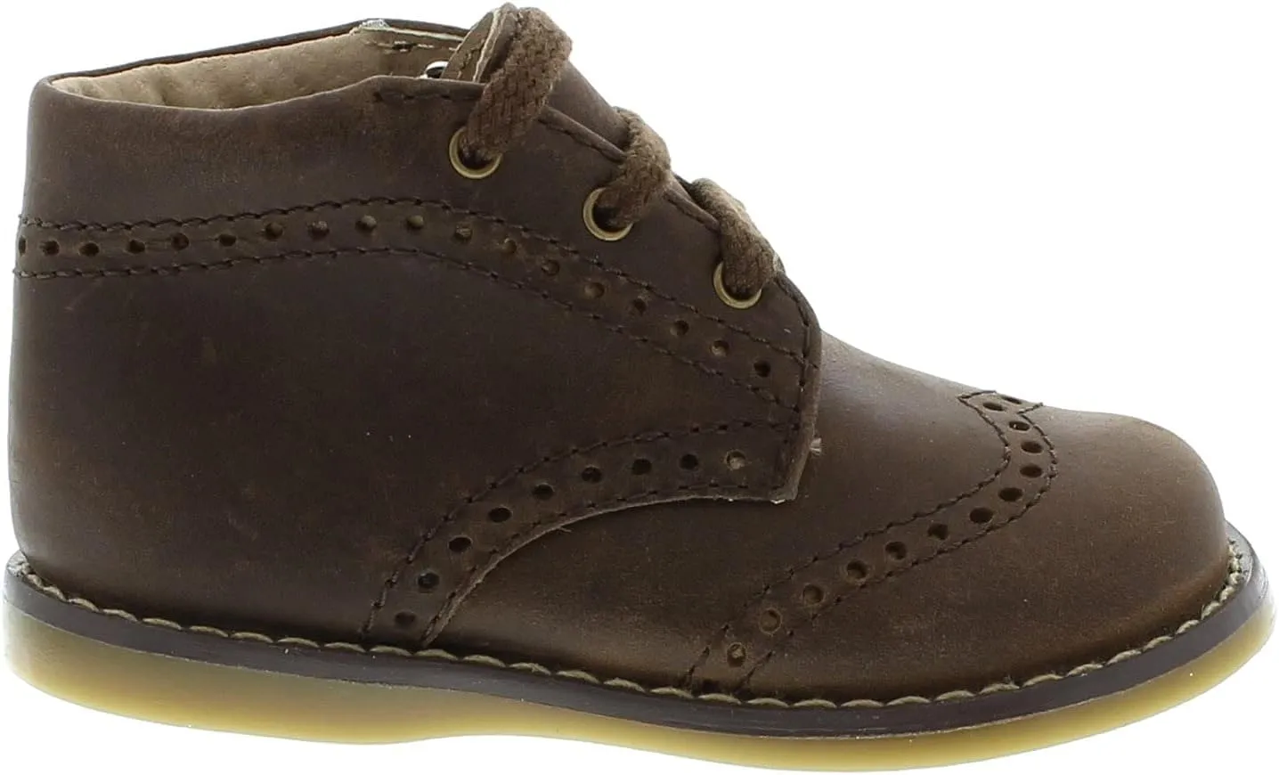 FOOTMATES Cole Lace-Up Bootie Leather Baby and Toddlers Walker Shoes with Wide Toe Box and Custom-Fit Insoles, Non-Marking Outsoles - For Infants and Toddlers, Ages 0-4