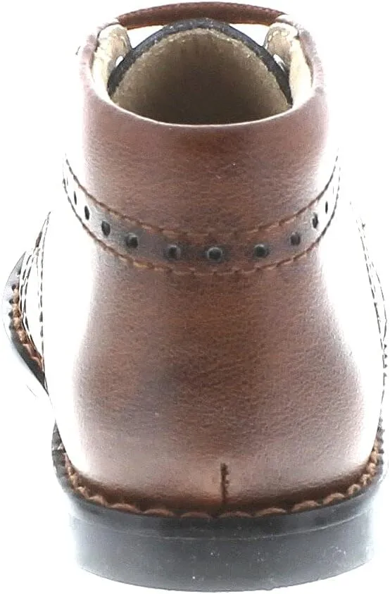 FOOTMATES Cole Lace-Up Bootie Leather Baby and Toddlers Walker Shoes with Wide Toe Box and Custom-Fit Insoles, Non-Marking Outsoles - For Infants and Toddlers, Ages 0-4