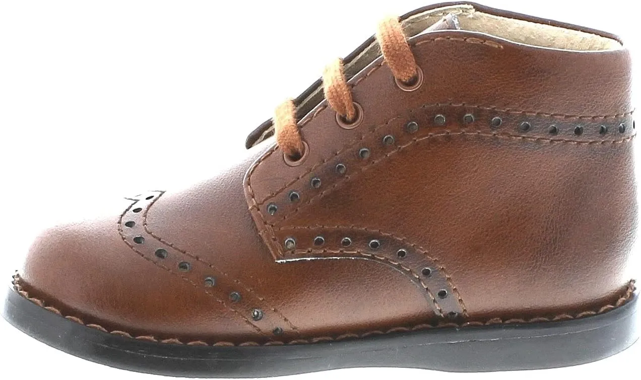 FOOTMATES Cole Lace-Up Bootie Leather Baby and Toddlers Walker Shoes with Wide Toe Box and Custom-Fit Insoles, Non-Marking Outsoles - For Infants and Toddlers, Ages 0-4