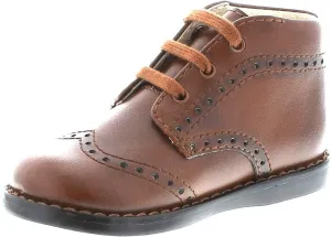 FOOTMATES Cole Lace-Up Bootie Leather Baby and Toddlers Walker Shoes with Wide Toe Box and Custom-Fit Insoles, Non-Marking Outsoles - For Infants and Toddlers, Ages 0-4