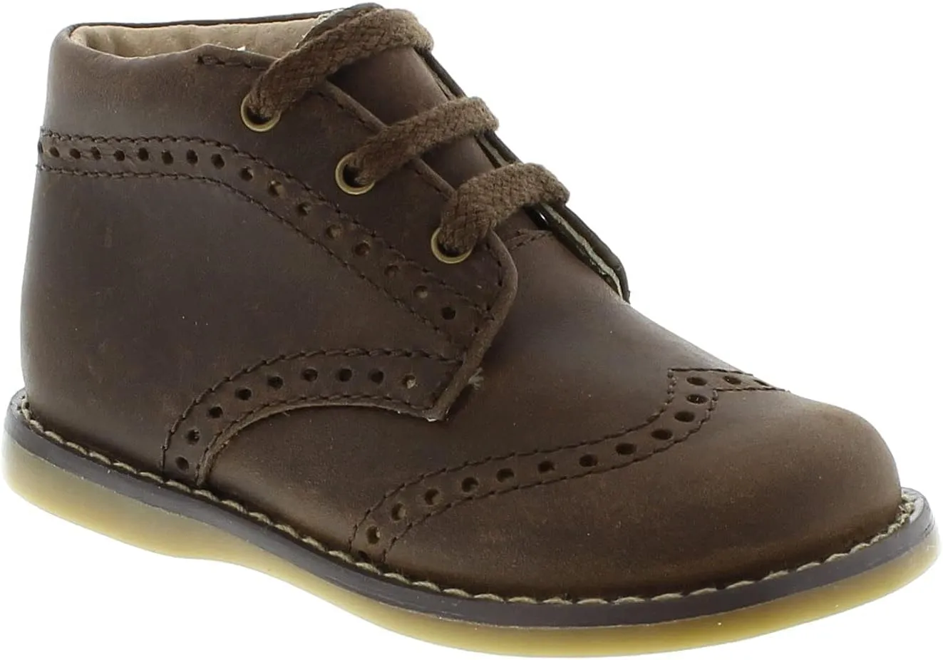 FOOTMATES Cole Lace-Up Bootie Leather Baby and Toddlers Walker Shoes with Wide Toe Box and Custom-Fit Insoles, Non-Marking Outsoles - For Infants and Toddlers, Ages 0-4