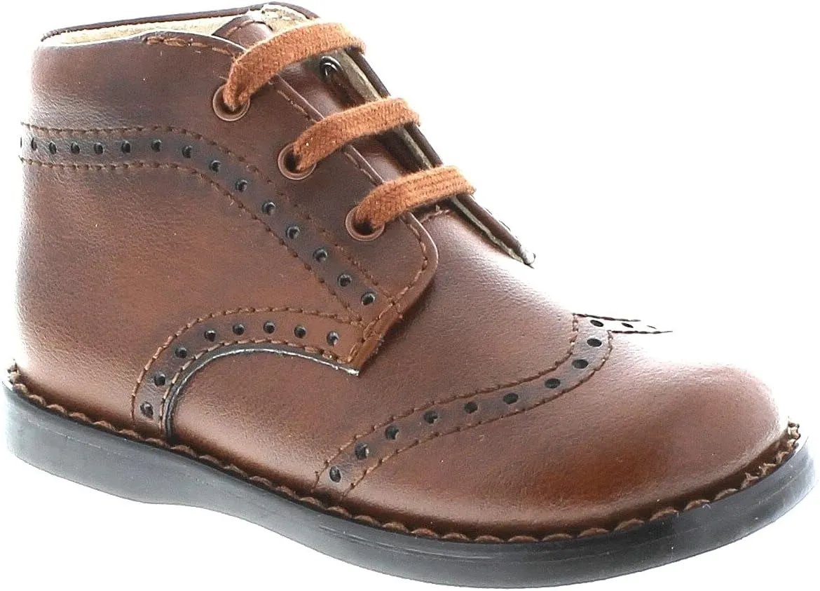 FOOTMATES Cole Lace-Up Bootie Leather Baby and Toddlers Walker Shoes with Wide Toe Box and Custom-Fit Insoles, Non-Marking Outsoles - For Infants and Toddlers, Ages 0-4
