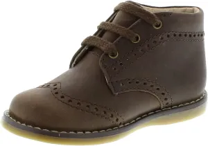 FOOTMATES Cole Lace-Up Bootie Leather Baby and Toddlers Walker Shoes with Wide Toe Box and Custom-Fit Insoles, Non-Marking Outsoles - For Infants and Toddlers, Ages 0-4