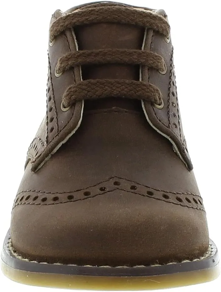 FOOTMATES Cole Lace-Up Bootie Leather Baby and Toddlers Walker Shoes with Wide Toe Box and Custom-Fit Insoles, Non-Marking Outsoles - For Infants and Toddlers, Ages 0-4