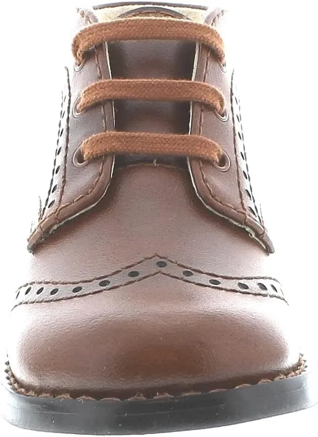 FOOTMATES Cole Lace-Up Bootie Leather Baby and Toddlers Walker Shoes with Wide Toe Box and Custom-Fit Insoles, Non-Marking Outsoles - For Infants and Toddlers, Ages 0-4