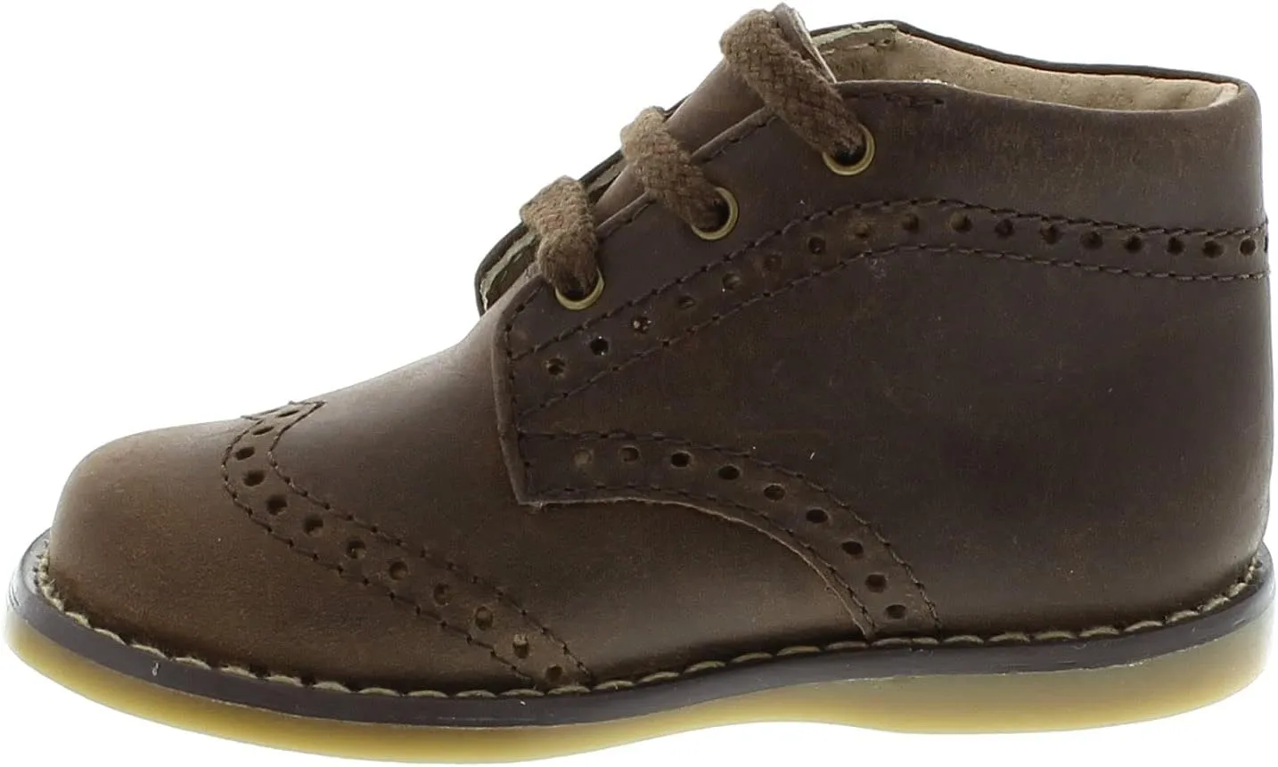 FOOTMATES Cole Lace-Up Bootie Leather Baby and Toddlers Walker Shoes with Wide Toe Box and Custom-Fit Insoles, Non-Marking Outsoles - For Infants and Toddlers, Ages 0-4